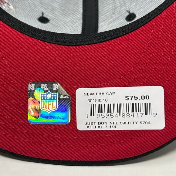 Atlanta Falcons Wool Baseball Hat Cap Fitted 7 1/4 New Era x Just Don NFL Black - Picture 8 of 11